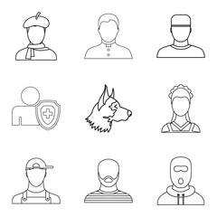 Sticker - Part icons set, outline style