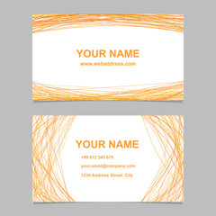 Poster - Colored business card template design set - vector corporate card graphic with arched lines in orange tones on white background