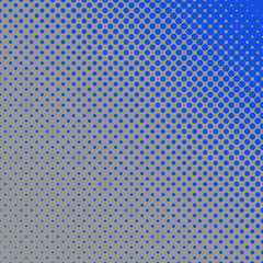 Poster - Color halftone dot pattern background - vector graphic design from blue circles in varying sizes on grey background