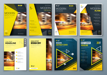Wall Mural - cover design set. yellow corporate business template for brochure, report, catalog, magazine, book, 
