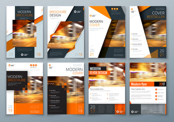 Wall Mural - cover design set. orange corporate business template for brochure, report, catalog, magazine, book, 