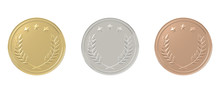 Gold, Silver, Bronze Medals Set