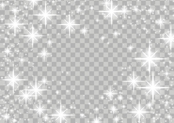 Wall Mural - bright shimmering star glow magical frame layout over checkered background