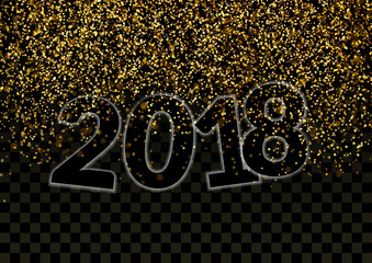 Wall Mural - Shimmer Glitter Falling Revealing Happy New Year 2018 Number