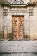 Closed Door Of An Old Italian Church