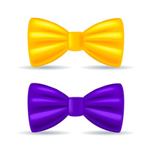 Realistic Drawing, Solemn Bow Tie Yellow And Purple