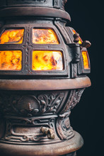 Original 19th Century Cast Iron Burning Stove