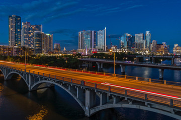 Wall Mural - Austin, Texas Skyline featuring the Lamar Bridge