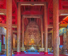 Interior Of A Temple In Chiang Mai, Thailand.