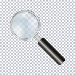 Poster - Magnifying glass realistic isolated on transparent background. Vector illustration.
