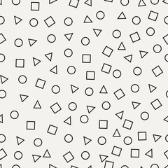 Aufkleber - Memphis seamless pattern. Abstract retro background with circle, square, triangle. Geometric backdrop for textile products. Vector illustration.