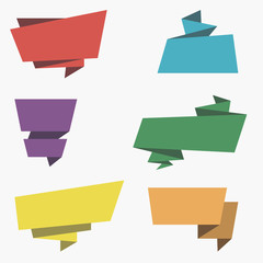 Aufkleber - Origami banners. Set of colorful paper labels with space for your text. Vector Illustration.