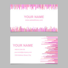 Poster - Modern business card template design set - vector company design with horizontal and vertical stripes in pink tones on white background