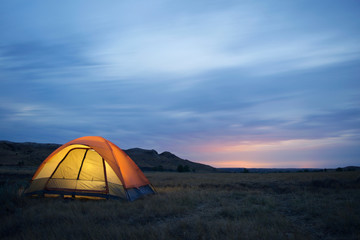 Camping alone in the wilderness