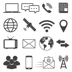 Wall Mural - media and communication icon set - simple flat design isolated on white background, vector