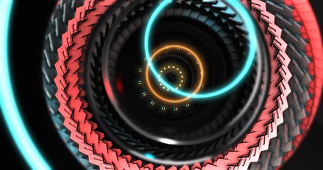 Poster - 3d motion graphic elements, abstract hi-tech circle, robotic mechanical gear ui. 4k loop