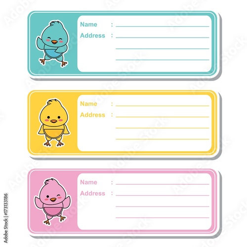 Vector Cartoon Illustration With Cute Baby Chicks On Colorful Background Suitable For Kid Address Label Design Address Tag And Printable Sticker Set Buy This Stock Vector And Explore Similar Vectors At