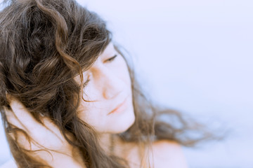 Wall Mural - beautiful young woman close up portrait