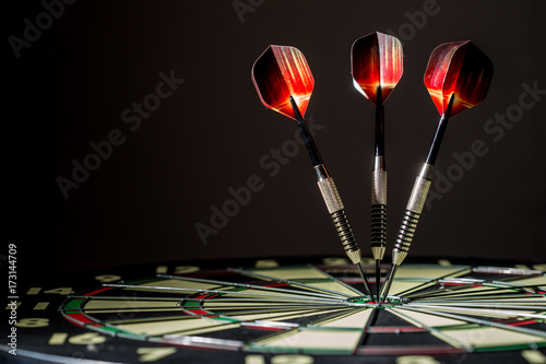 Fotografía Profile of Dartboard with Three Bulls eyes