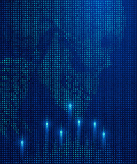 Aufkleber - Human skull from the digits. The matrix of digits forms a skull and launch nuclear missiles. Apocalypse, end of the world, the total annihilation of humanity as a result of a hacker attack. VECTOR