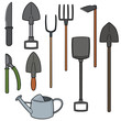 vector set of gardening tool