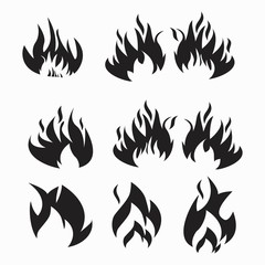 Wall Mural - Fire flames, set icons