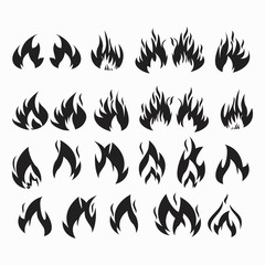 Wall Mural - Fire flames, set icons