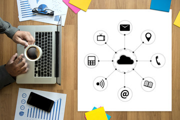 Poster -  Cloud Computing diagram Network Data Storage Technology Service