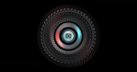 Poster - 3d motion graphic elements, abstract hi-tech circle, robotic mechanical gear ui. 4k loop