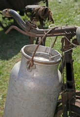 Wall Mural - Antique milk can aluminum on the bicycle