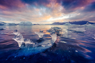 Icebergs in Jokulsarlon glacial lagoon