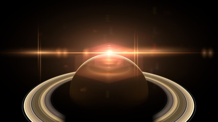 Wall Mural - beautiful sunrise over the planet saturn