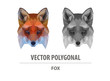 Vector polygonal fox head. Low poly predator illustration. Triangle simple color image.