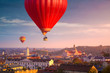 Hot air balloons flying over Vilnius