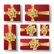 © PikePicture - Gift Boxes Set With Gold Bow Vector. Design Element For Brochure, Poster, Banner. Isolated Illustration