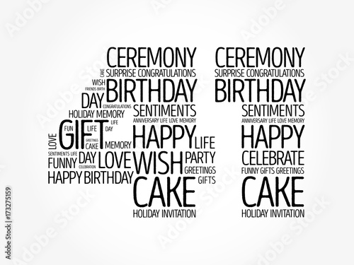 Poster Happy 41st birthday word cloud collage concept