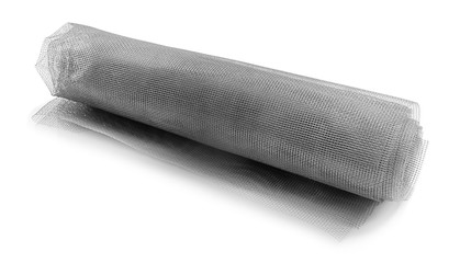 Roll of window screen on white background