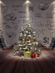 Wall Mural - Christmas tree on conference table 3D Rendering