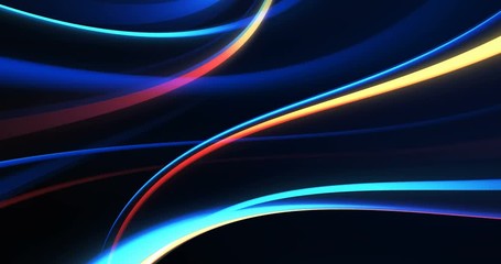 Poster - abstract motion graphic background, shining lights, energy waves and particles, seamless loop 4k