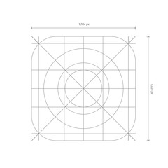 Vector app icon dimensions, development grid line