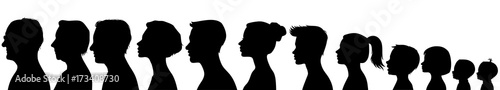 Fotomural Head silhouettes of people. Black and white