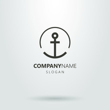 Black And White Logo With An Anchor In A Round Frame