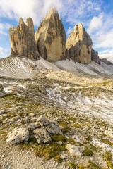 Wall Mural - View at the North Face of Tre Cime di Lavaredo in Dolomites - Italy