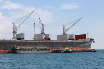 cargo ship in the sea.