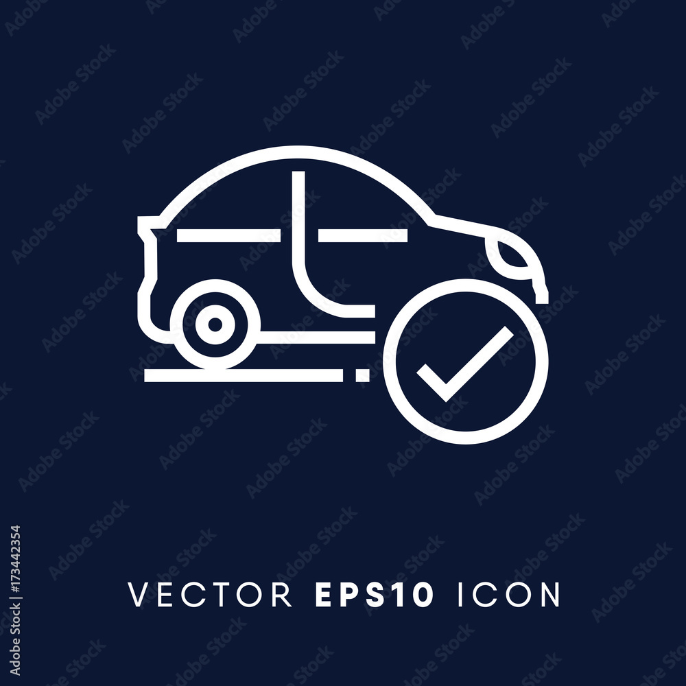 Car service checkmark icon, car maintance station symbol. Modern ...