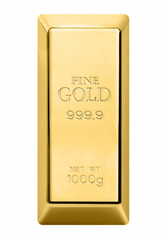 Gold bar isolated on white background.