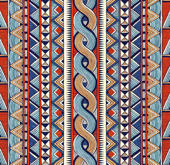 Wall Mural - tribal seamless ornament. colorful abstract background in african style. hand drawn vector illustrat
