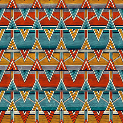 Wall Mural - tribal seamless pattern in african style. colorful abstract background. hand drawn vector illustrati