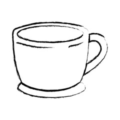 Poster - cup of coffee with handle monochrome blurred silhouette vector illustration