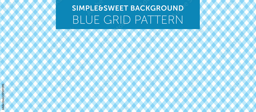 Blue chequered pattern Simple & Sweet Background vol.9 - obrazy, fototapety, plakaty 